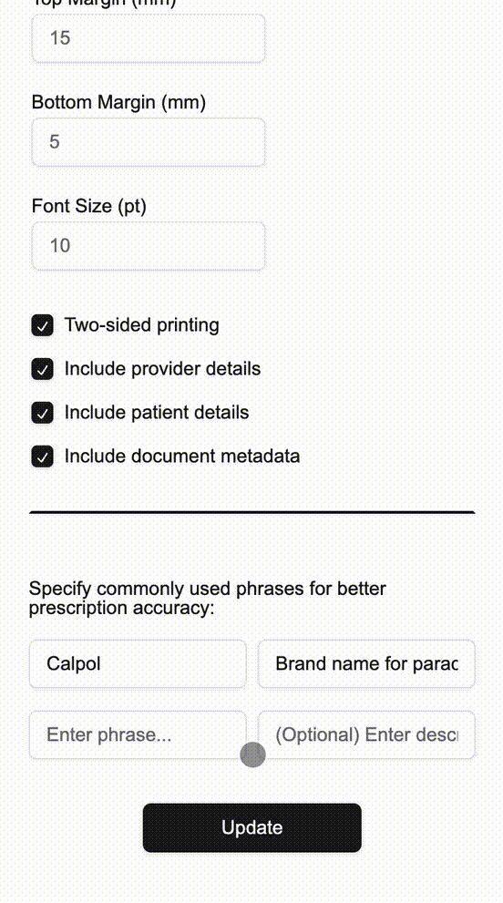 Settings Page