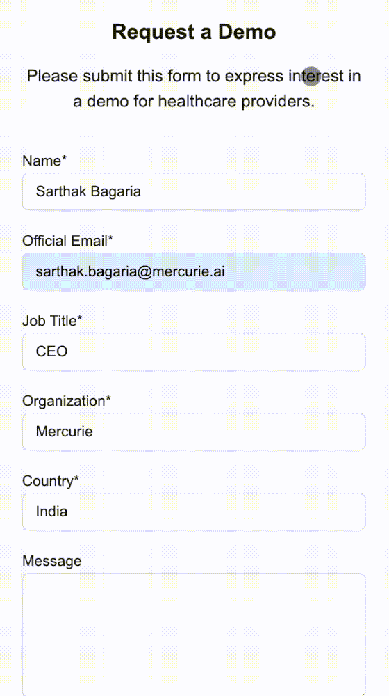 Submit the request a demo form